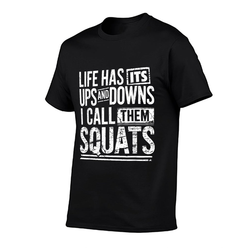 Funny Fitness Gym Workout Weights Squat Men Women  Rolled Sleeves T-Shirt