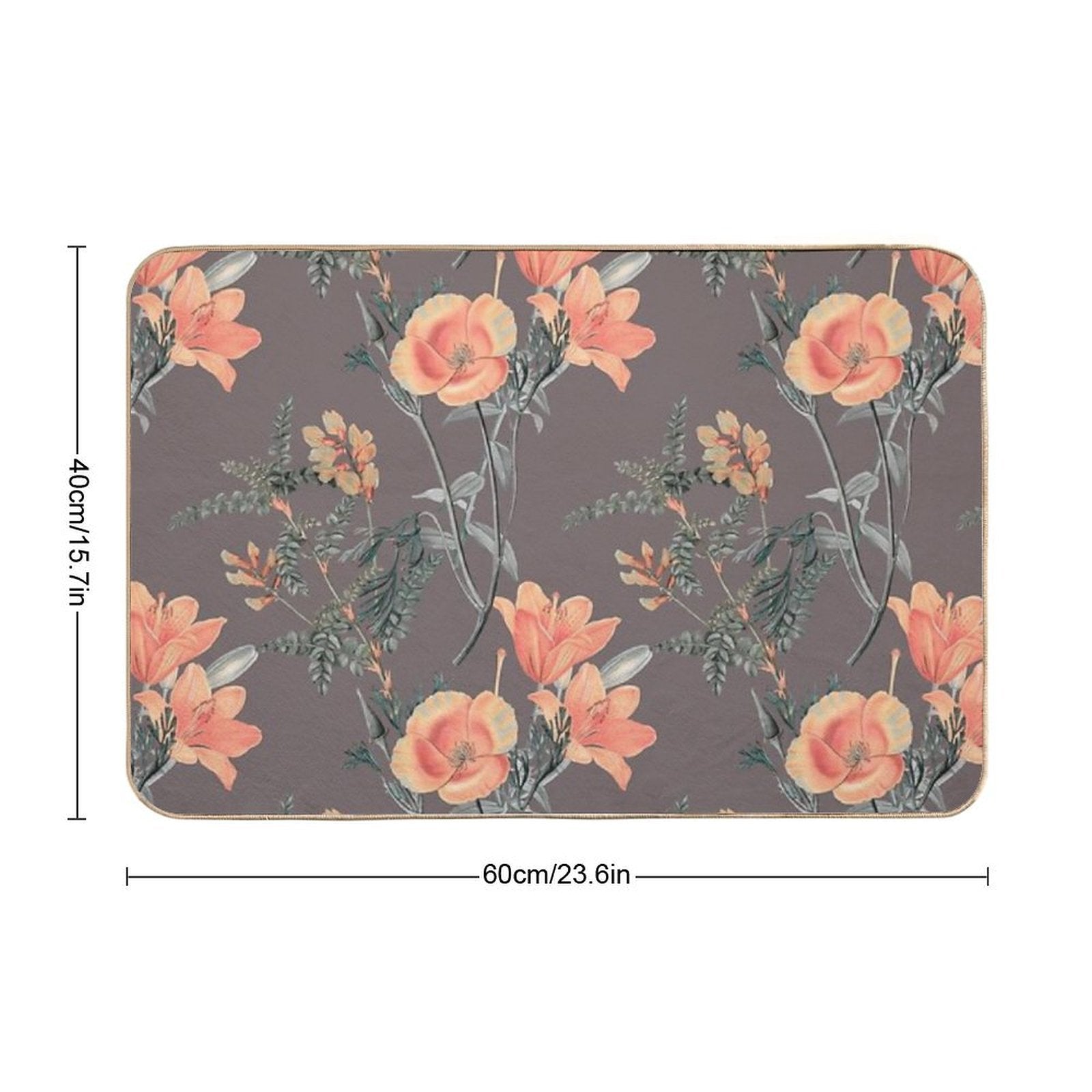 Vintage Orange Flowers Pattern  Stain-Proof Bath Mat