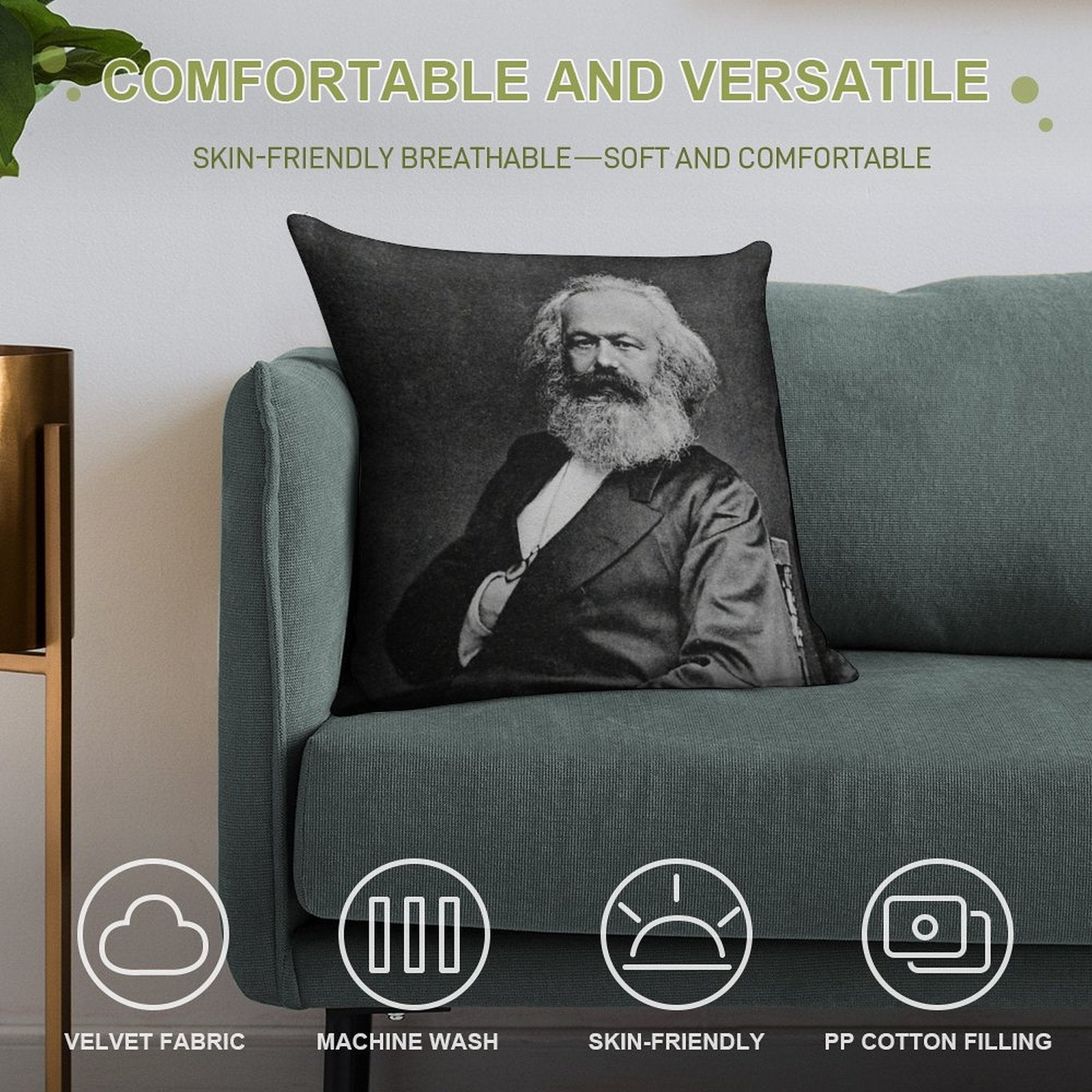 Karl Marx (best Quality) Soft Easy Maintenance Throw Pillow