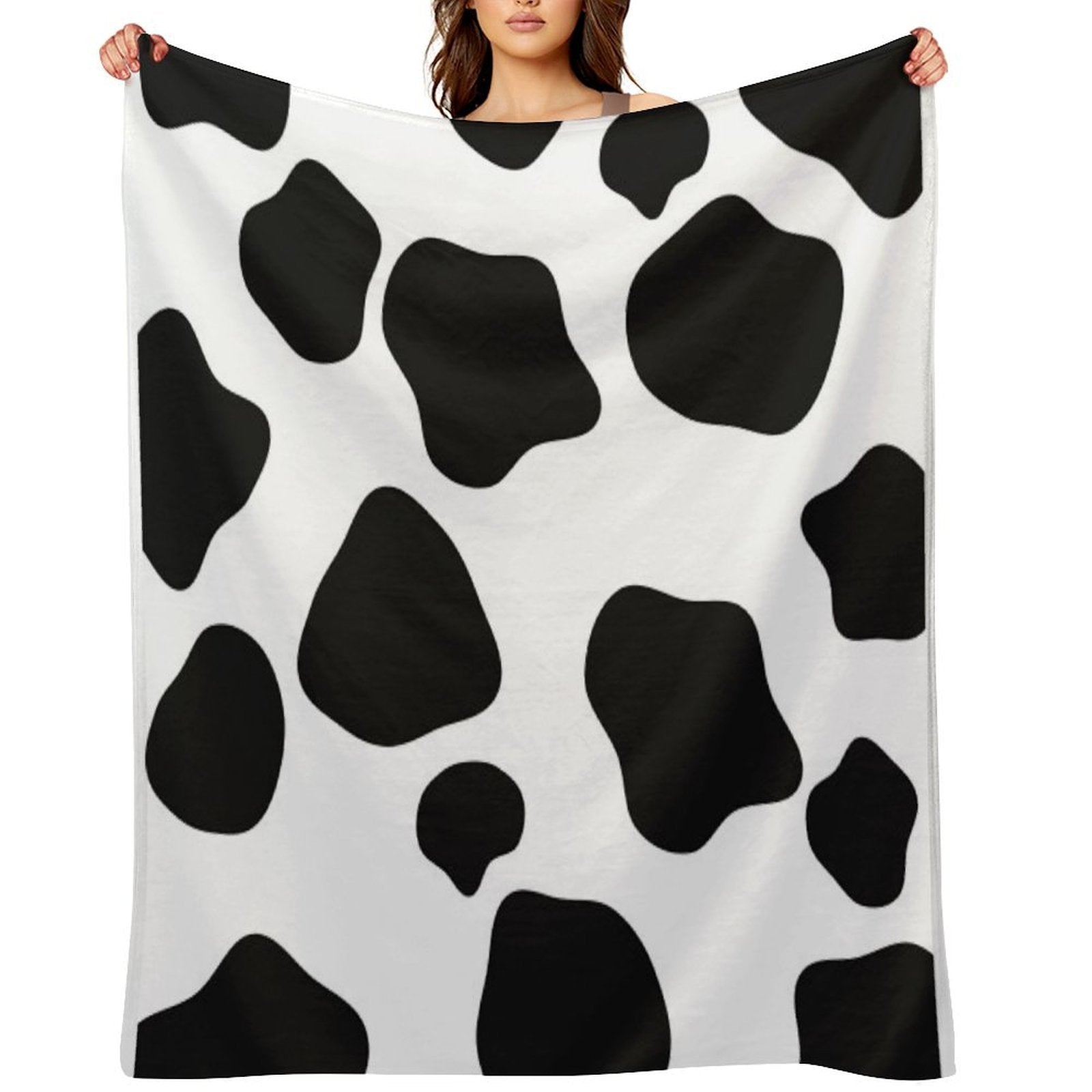 Cow Print Machine-washable Throw Blanket