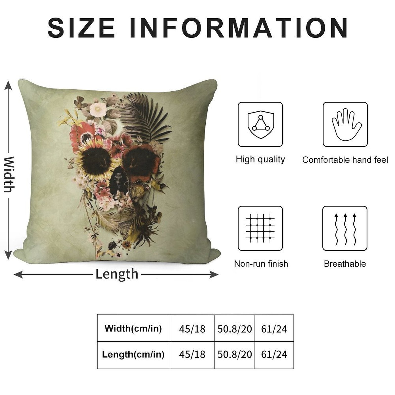 Garden Skull Light Soft Warmth Comfort Throw Pillow