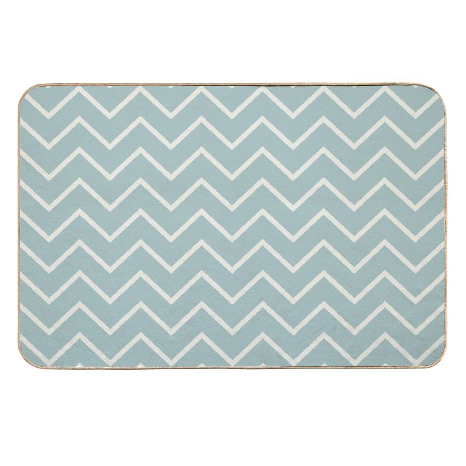 A Beautiful Geometric Aqua  Cream-pattern Durable Bath Mat