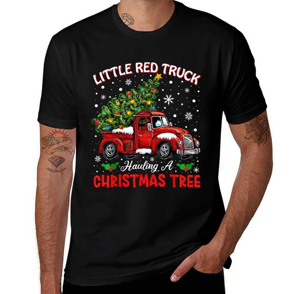Little Red Truck Hauling A Christmas Tree  Breathable T-Shirt