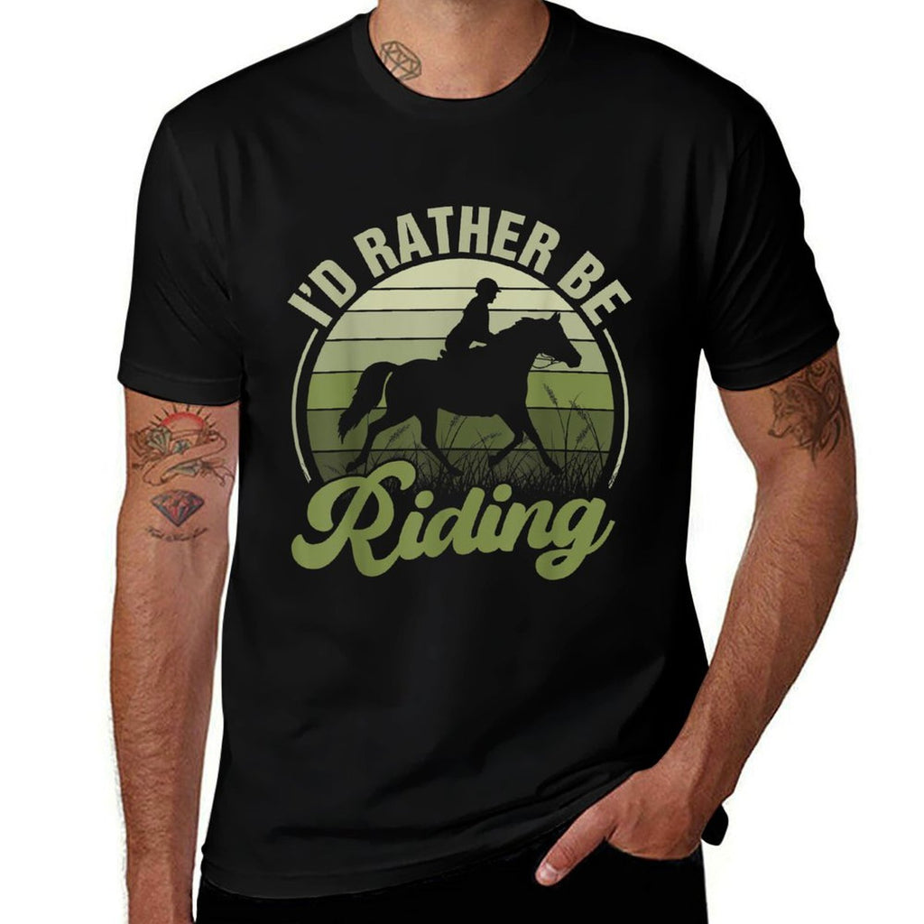 Horse-Shirt Id Be Riding Funny Equestrian Womenn Girl, Female X-Small, Blue  Heathered Texture T-Shirt