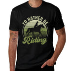 Horse-Shirt Id Be Riding Funny Equestrian Womenn Girl, Female X-Small, Blue  Heathered Texture T-Shirt