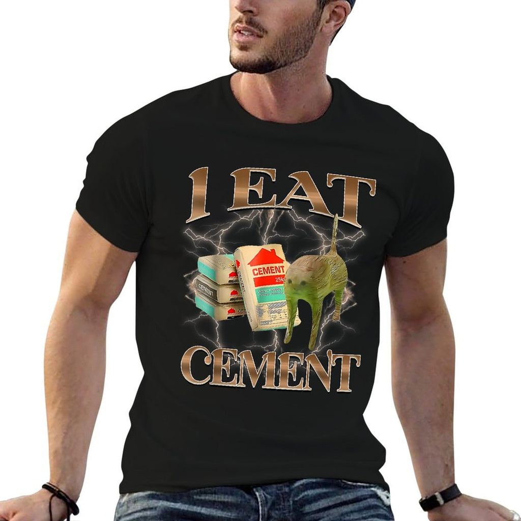 I Eat Cement Funny Cat Meme Silly Cats Women Men Kids  Slim-fit Cut T-Shirt