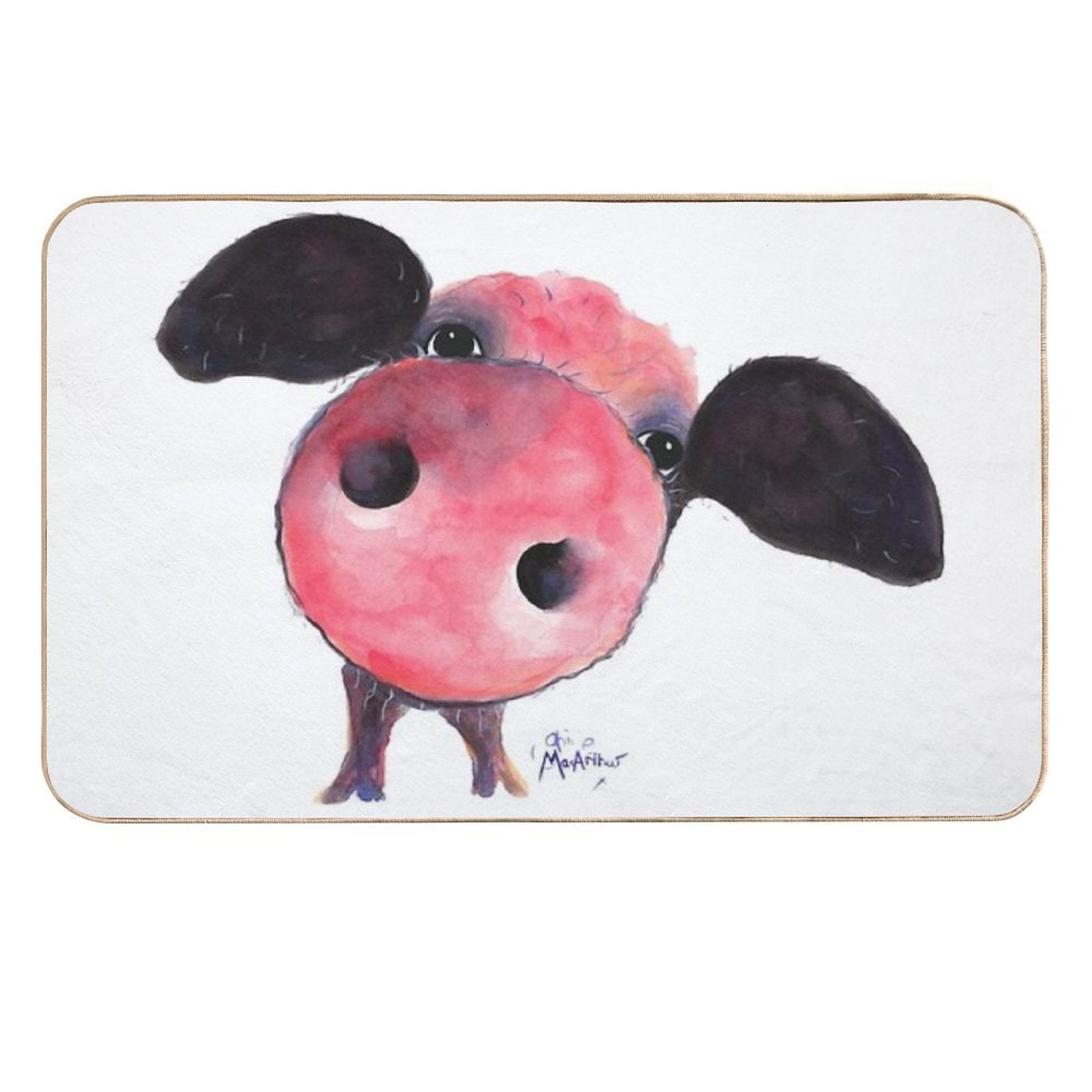 NOSEY PIG ' CLARENCE ' By Shirley MacArthur Durable Bath Mat