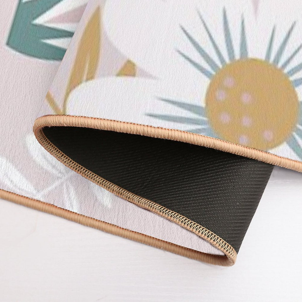 Green And Beige Monstera And Flowers Art  Odorless Bath Mat