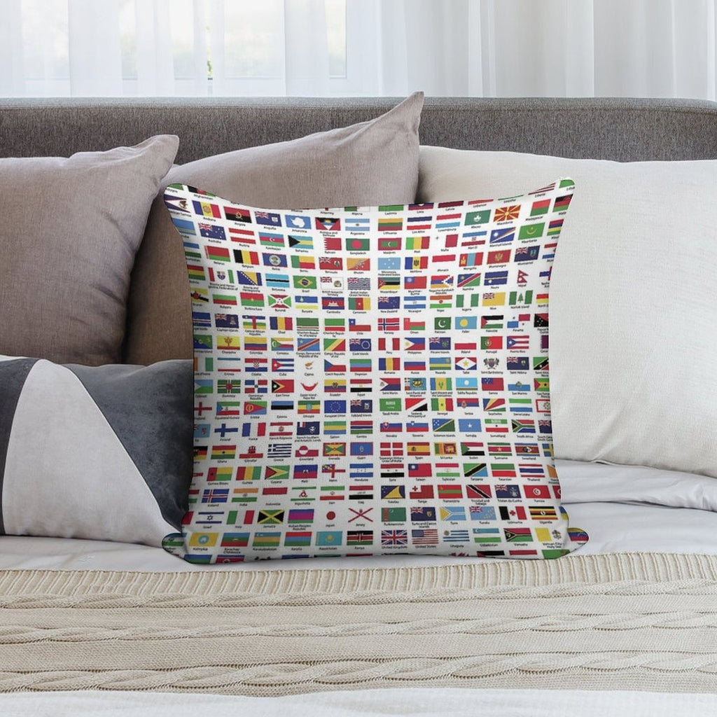 World Flags with Country Names Soft Home Decor Throw Pillow