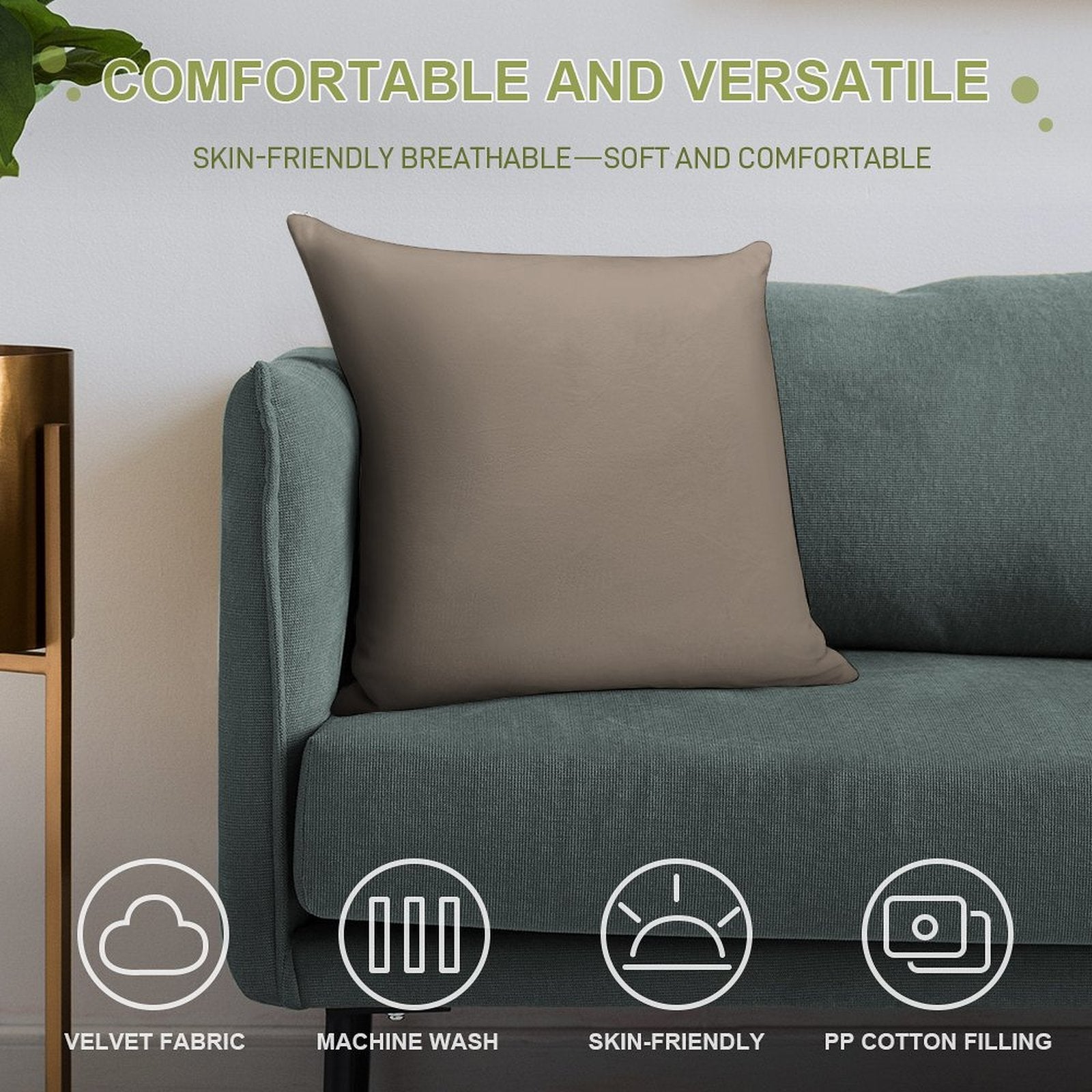 Plain Neutral Shade, A Taupe Shade, Trend Forecast Nutmeg Shade. Soft Luxury Feel Throw Pillow