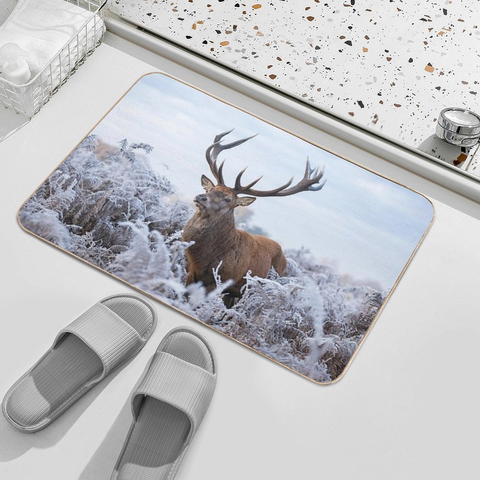 Winter Stag  Repositionable Bath Mat
