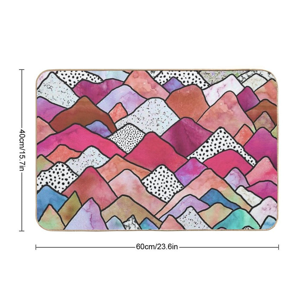 Mountains Dreams - Vivid Reds  Dirt-Trapping Bath Mat