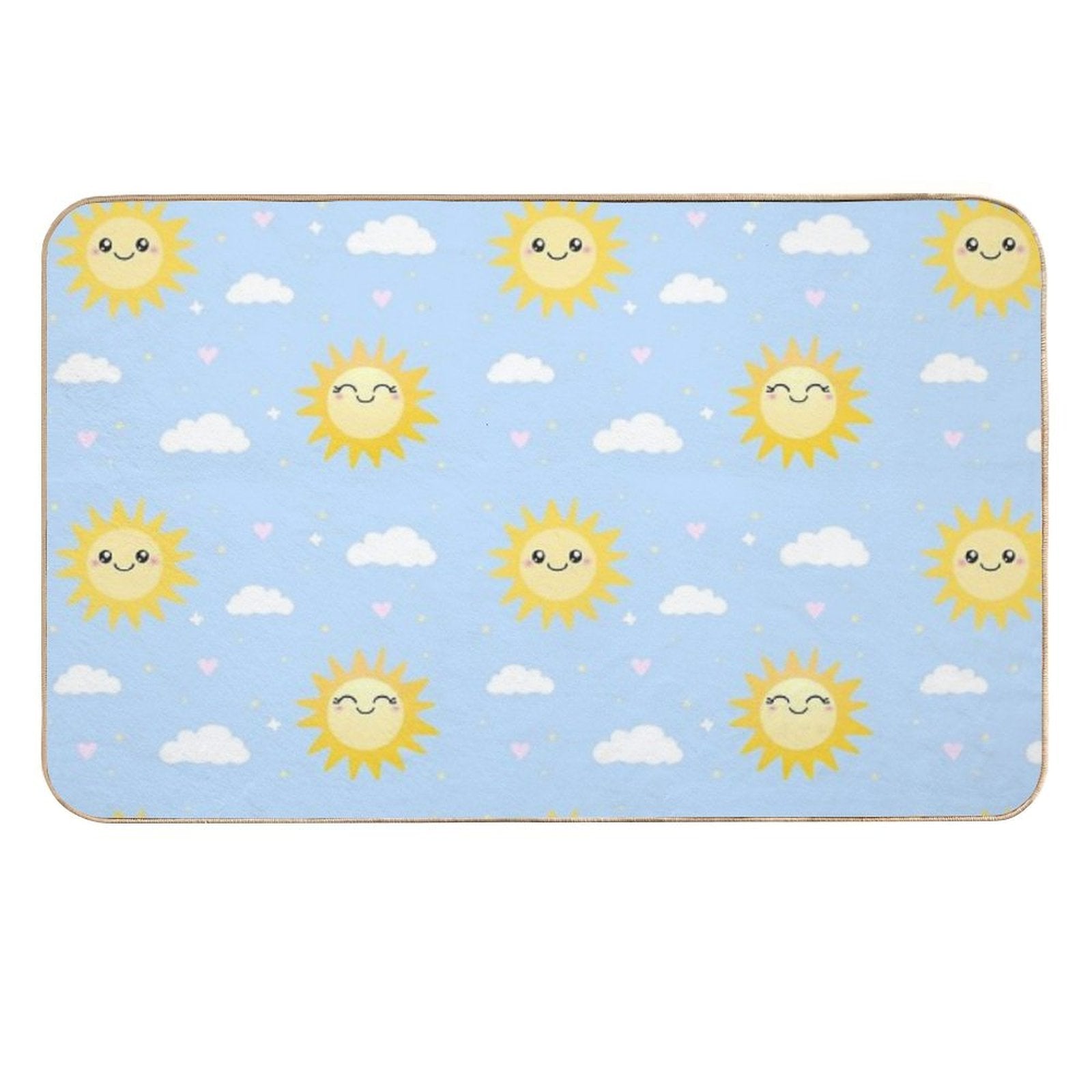 Happy Sun Pattern - Cute Kawaii Summer Sunshine  Eco-Friendly Bath Mat