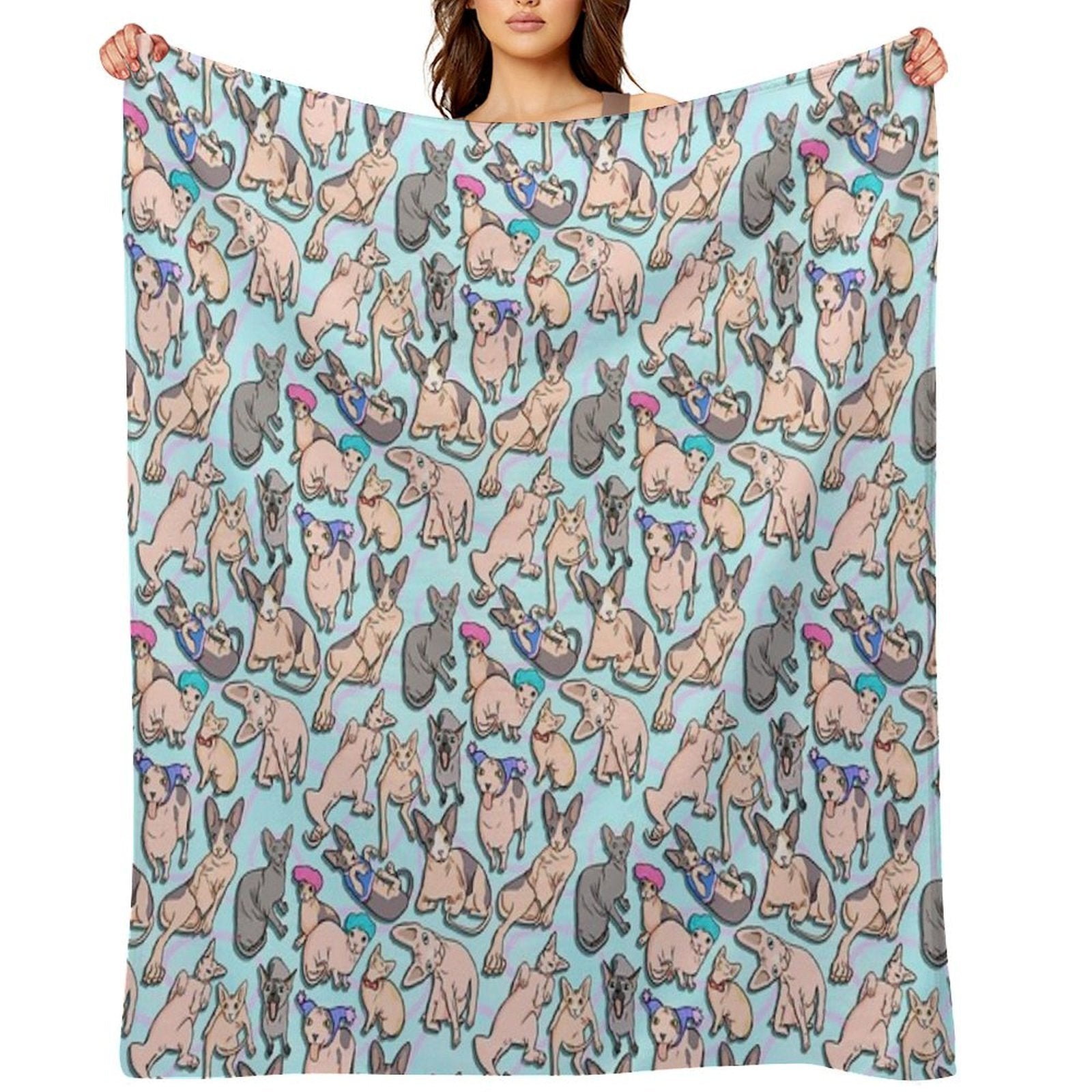 Sphynx Cat Pattern Durable Throw Blanket