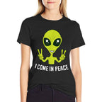 Cute Alien I Come In Peace Space Rave EDM Music Alien  Fade-proof Color T-Shirt