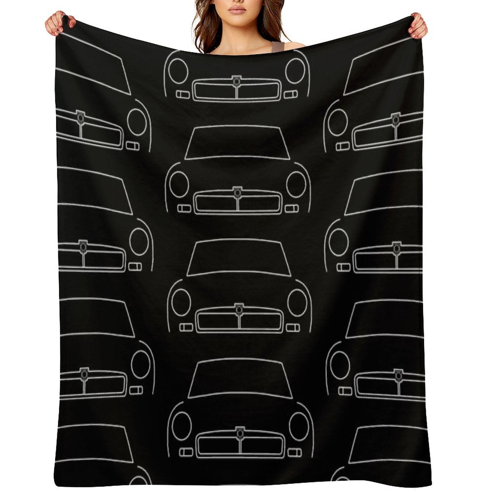 MGB Classic Car Outline Graphic (white) Multi-functional Throw Blanket
