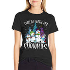 Chillin’ with My Snowmies Funny Christmas Snowman Men Women  Oversized Silhouette T-Shirt
