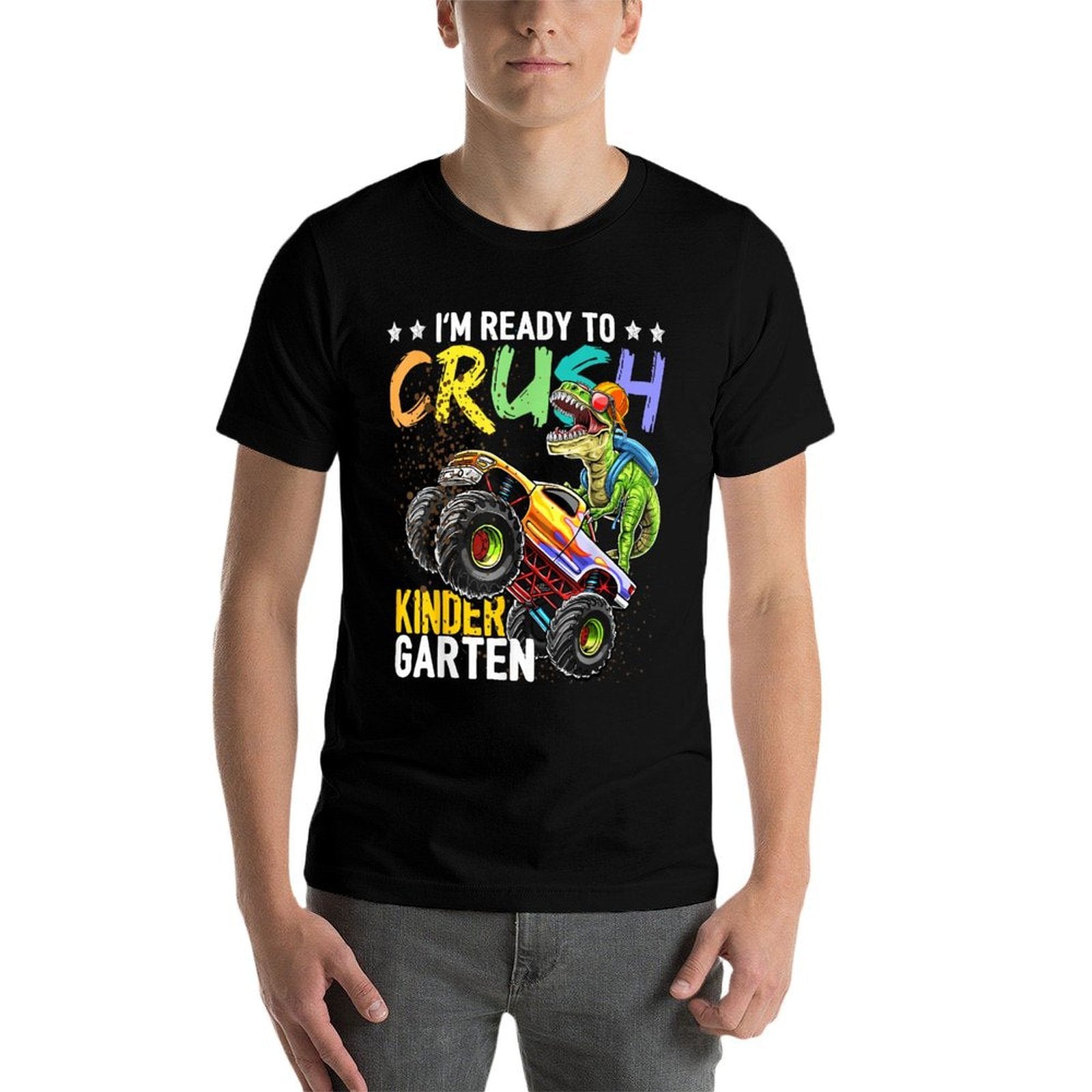Kindergarten Dinosaur Monster Truck Back to School Boys Gift  Graphic-printed T-Shirt