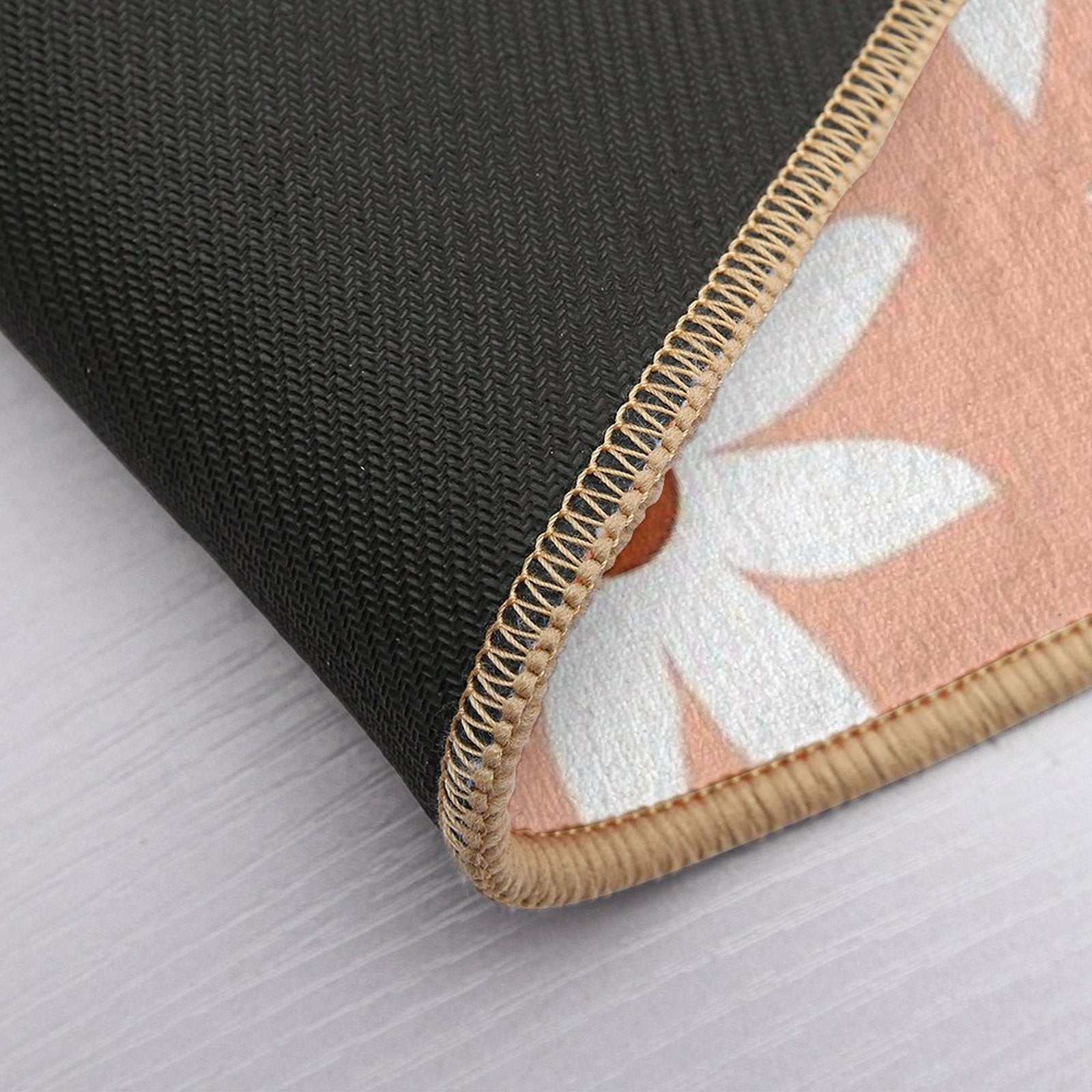 Fun, Modern, Flowers Print, Orange, Teal And White  Absorbent Bath Mat