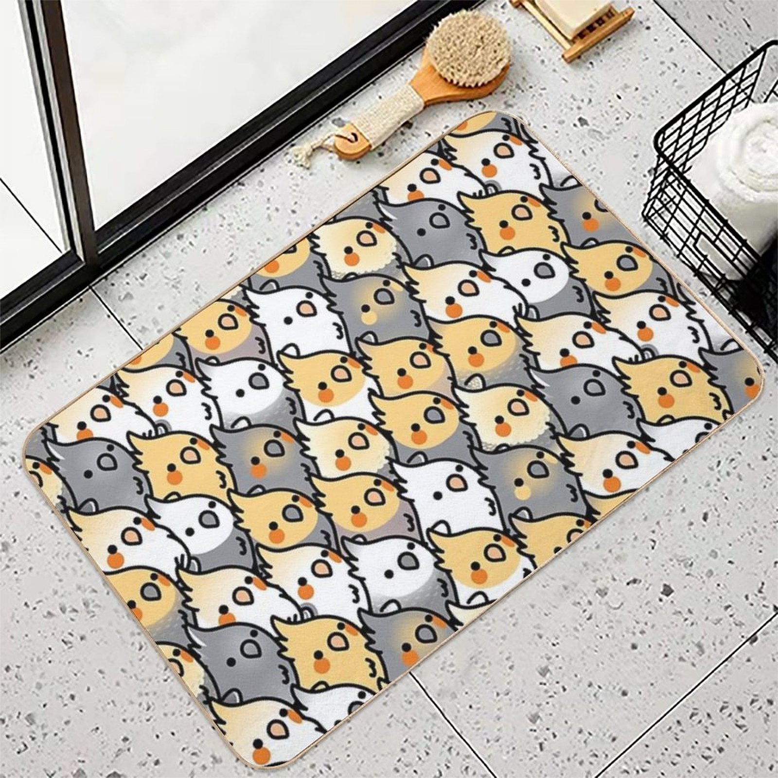 Chubby Cockatiel Party  Easy Maintenance Bath Mat