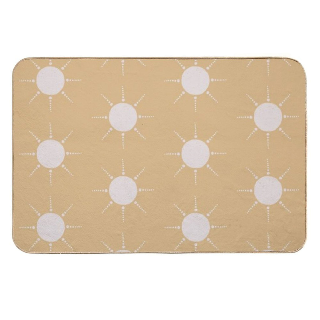 Pretty Polka Dots Sun Pattern Boho Aesthetic In Muted Colors Honey Yellow  Easy To Clean Bath Mat