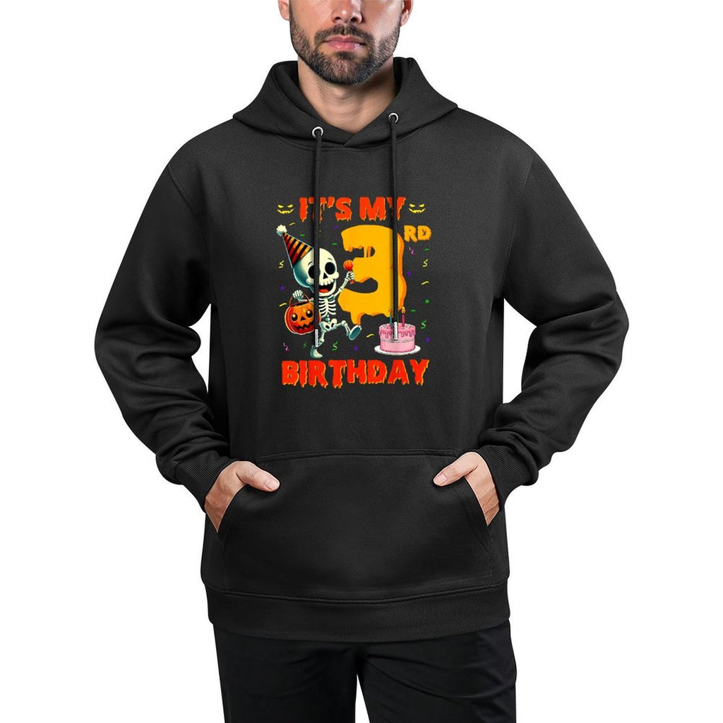 Kids Boo It's My 3rd Birthday Halloween Skeleton 3 Years Old Shape Retention Hoodie
