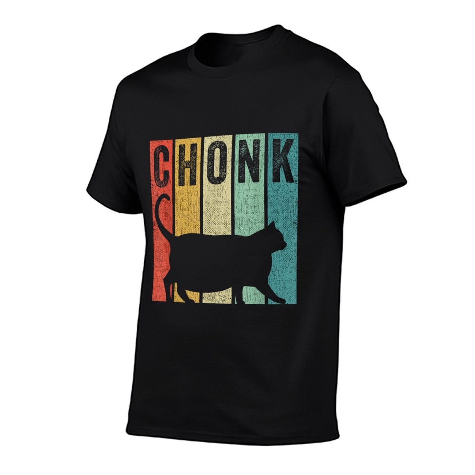 Chonk Distressed 70s 80s Retro Style Funny Fat Cat Meme Men Women Kids  Affordable Price T-Shirt