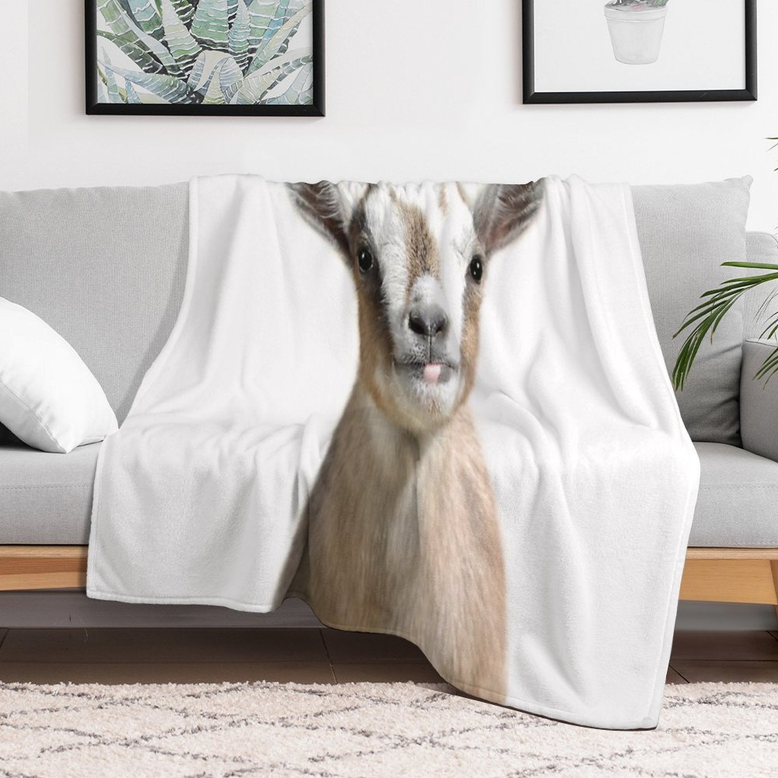 Little Goat, Animal, Cute Animal Wrinkle-free Throw Blanket