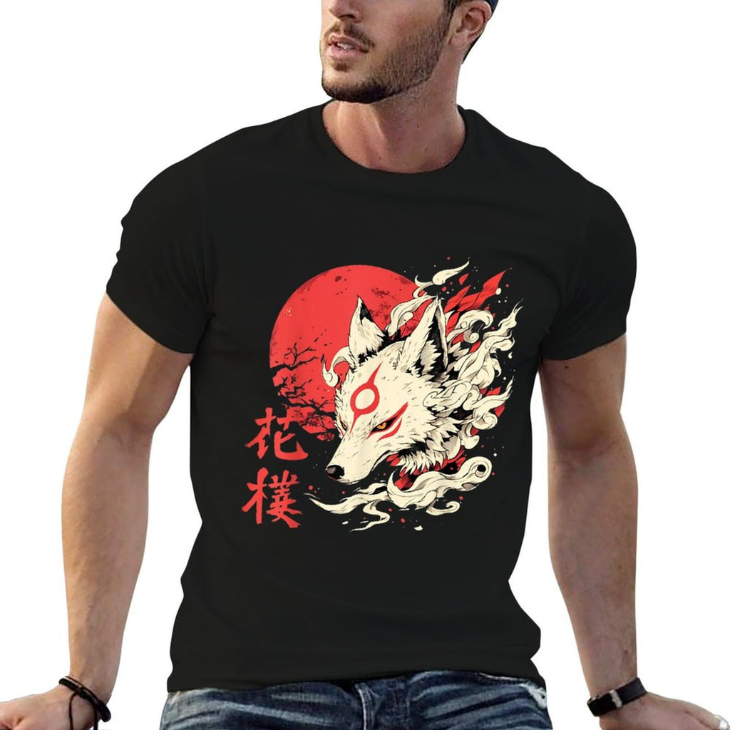 Vintage Animal Funny Fox Retro Okami Basic Meme Japan Style  Rolled Sleeves T-Shirt
