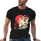 Vintage Animal Funny Fox Retro Okami Basic Meme Japan Style  Rolled Sleeves T-Shirt