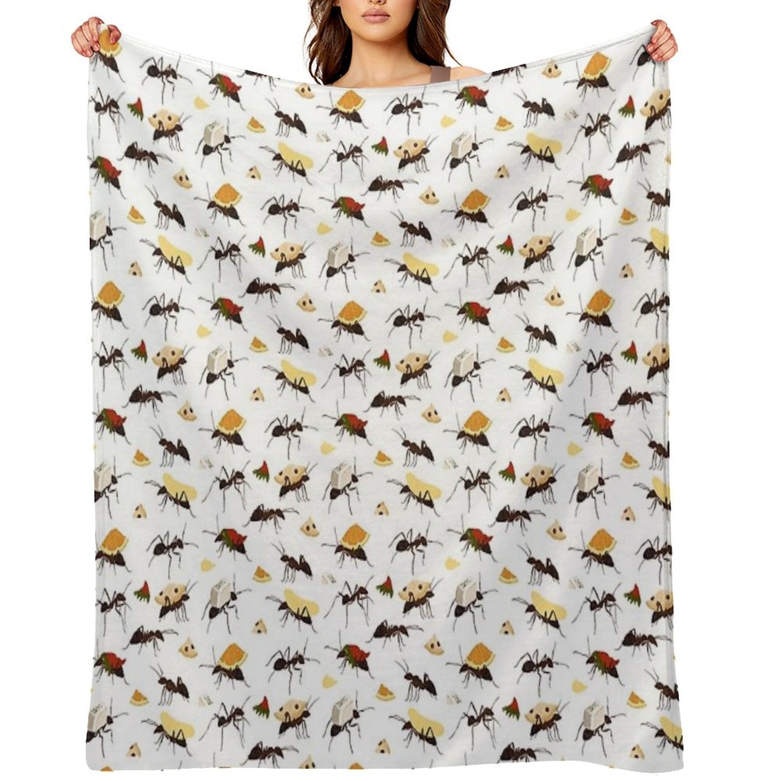 Ants Carrying Snacks Plush Throw Blanket
