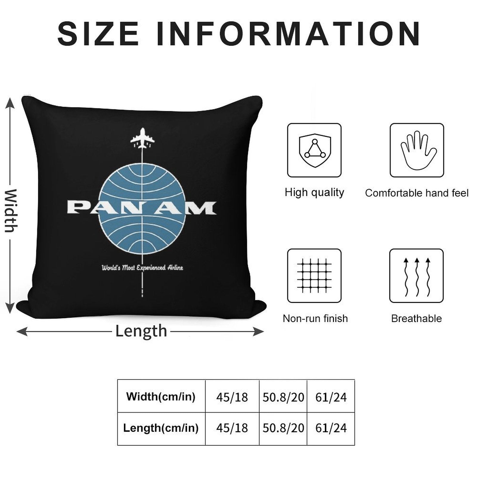Pan American World Airways Pan Am Soft Washable Throw Pillow