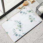 Floral Trailing Eucalyptus in Soft Greens Plants Leaves  Eco-Friendly Bath Mat