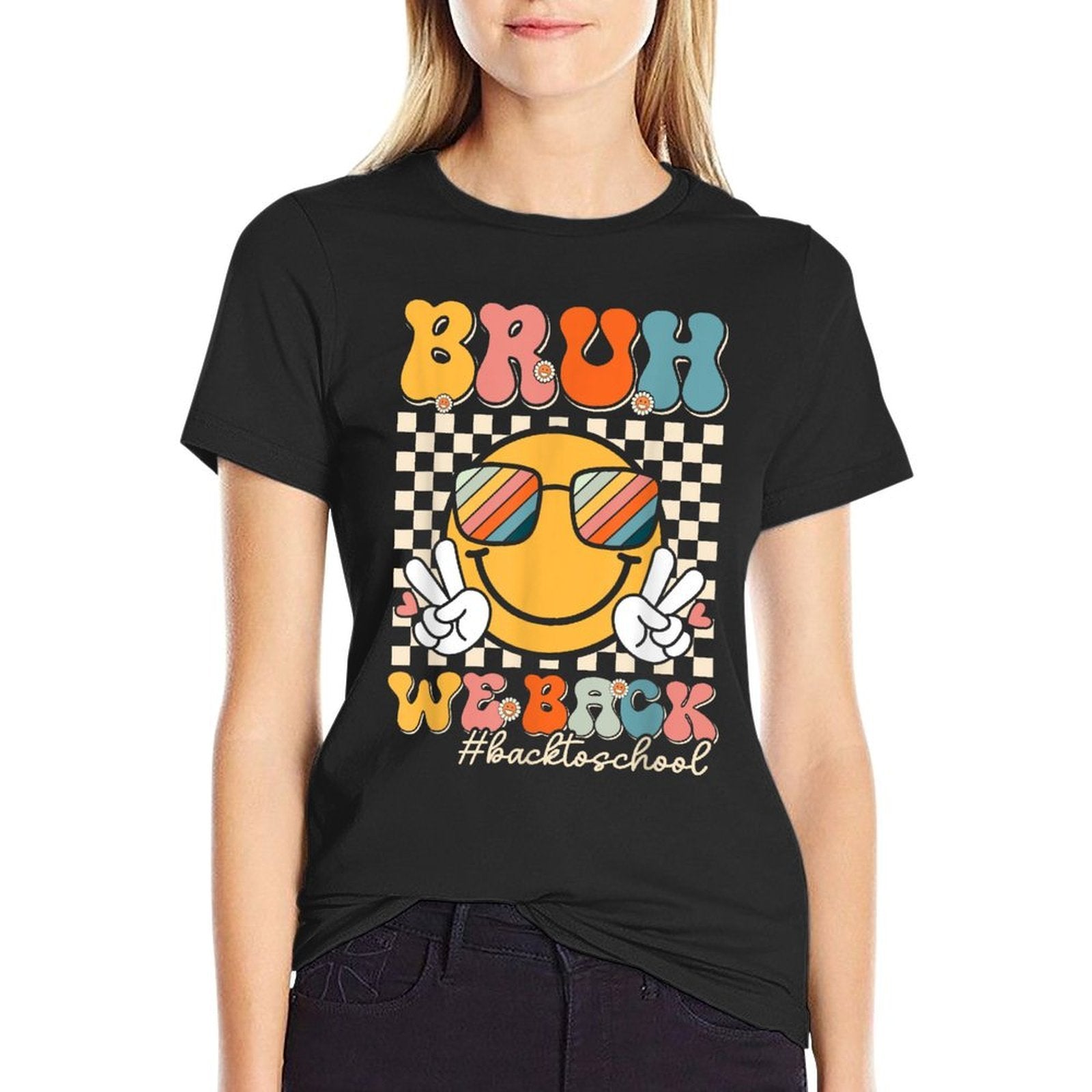 Groovy Bruh We Back To School Smile Face 1st Day of School  Breathable T-Shirt