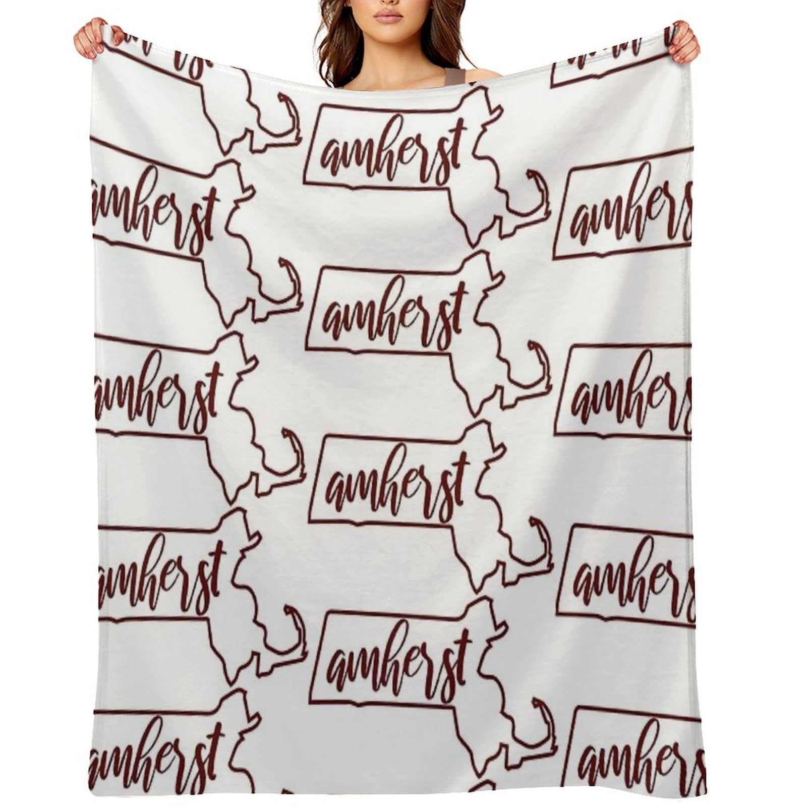 Amherst MA Outline All-season Throw Blanket