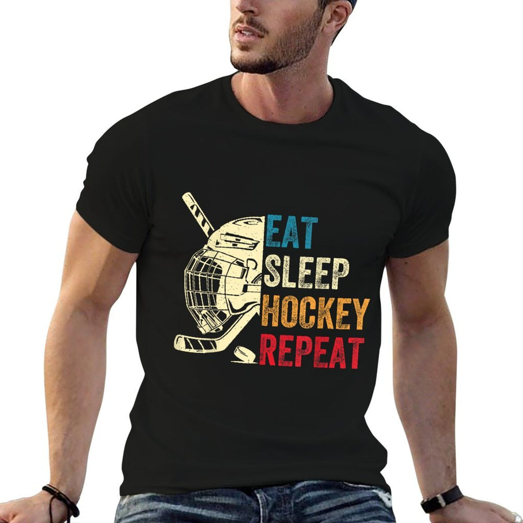 Eat Sleep Hockey Repeat Kids Adult Ice Hockey Retro Vintage  Versatile T-Shirt