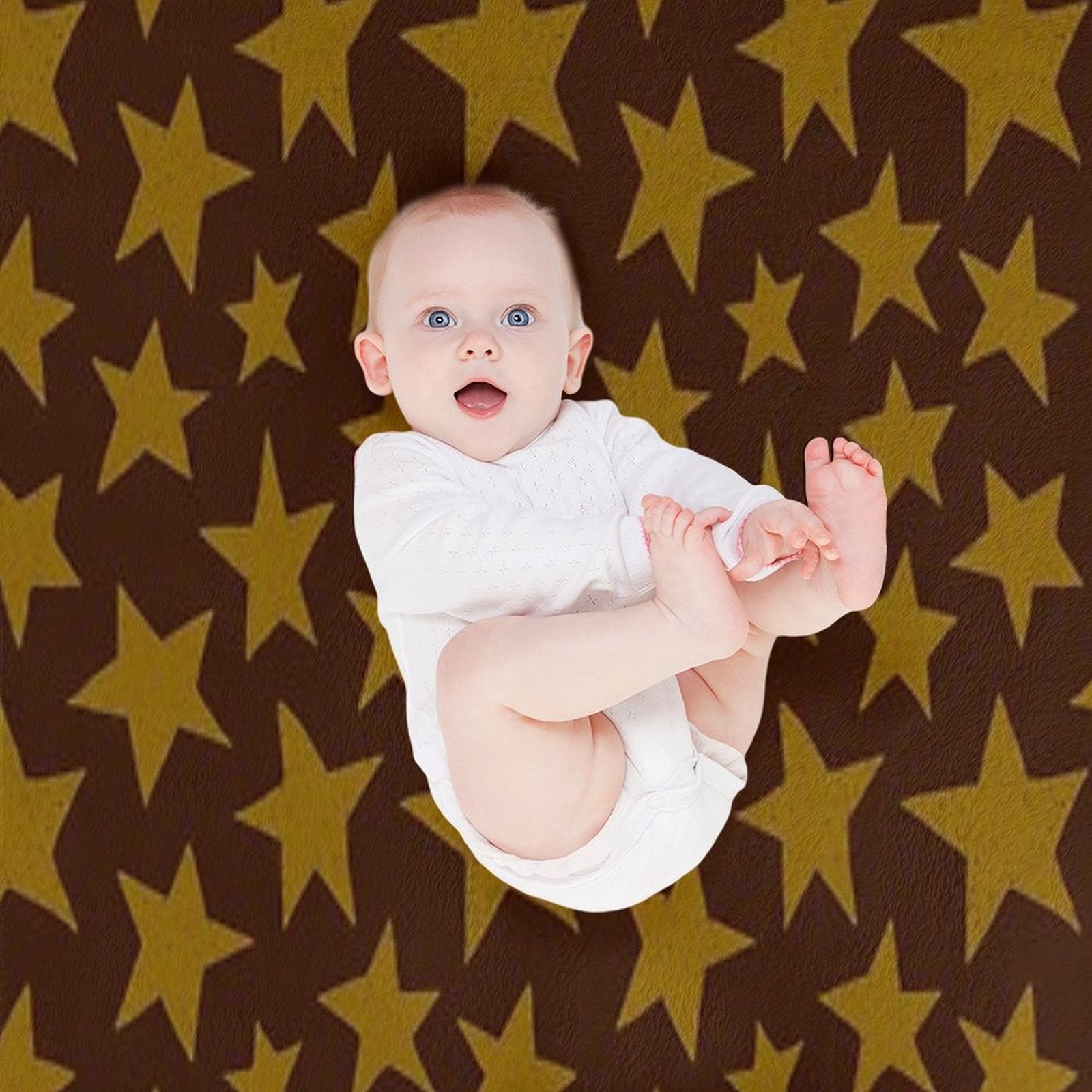 Bold Doodle Stars  Brown Machine-washable Throw Blanket