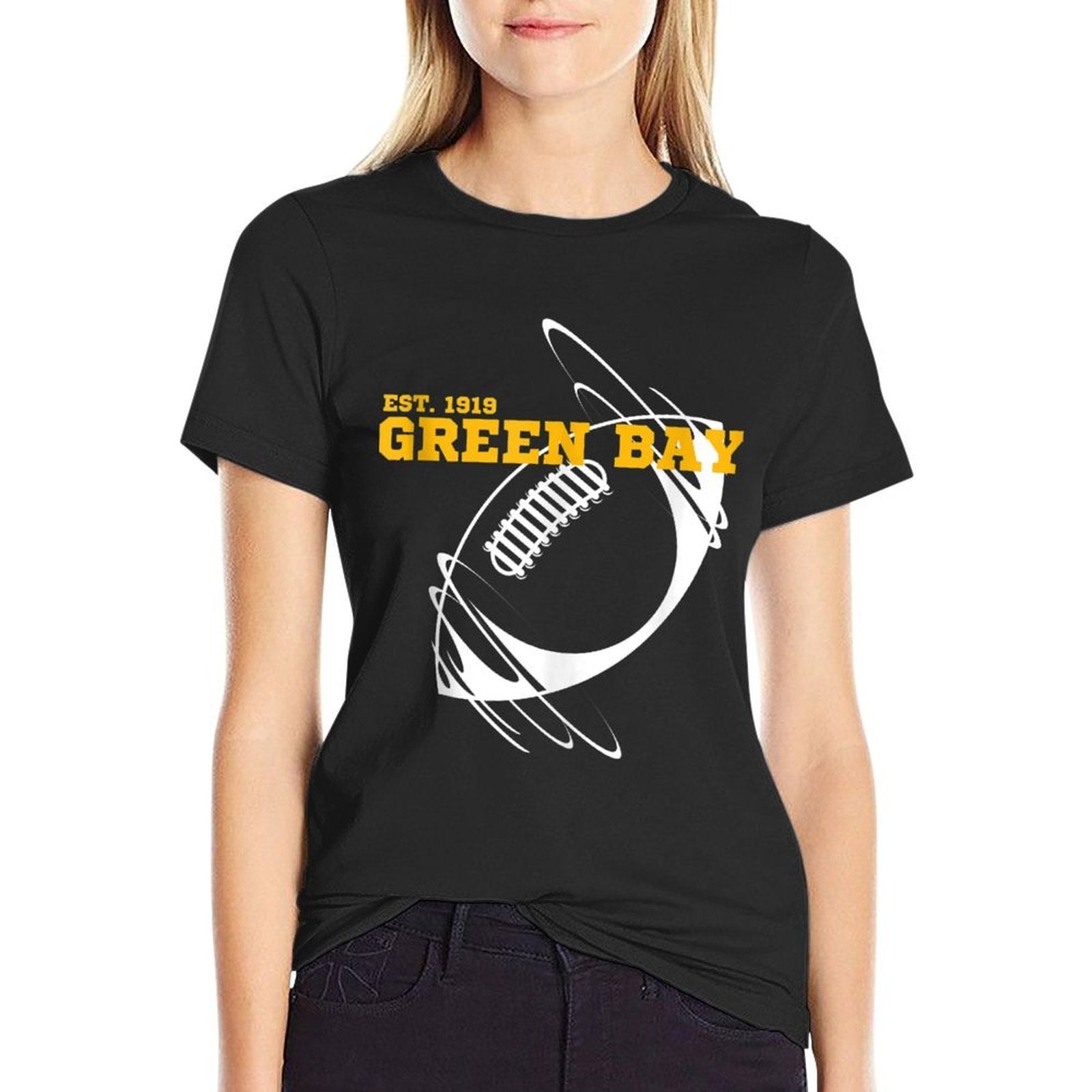 Green Bay Est 1919 Sports Team Novelty Athletic  Fade-proof Color T-Shirt