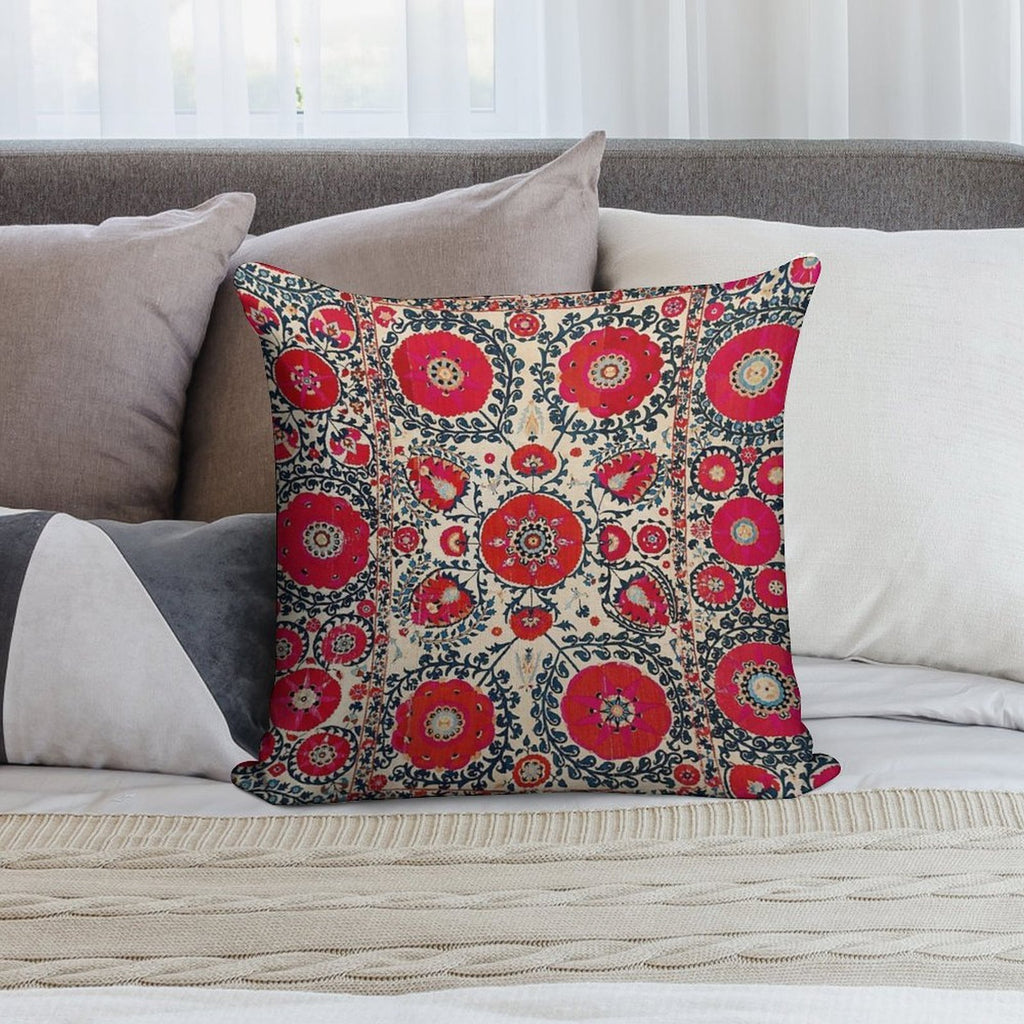 Shakhrisyabz Bokhara Uzbekistan Silk Embroidery Print Soft Reinforced Edging Throw Pillow