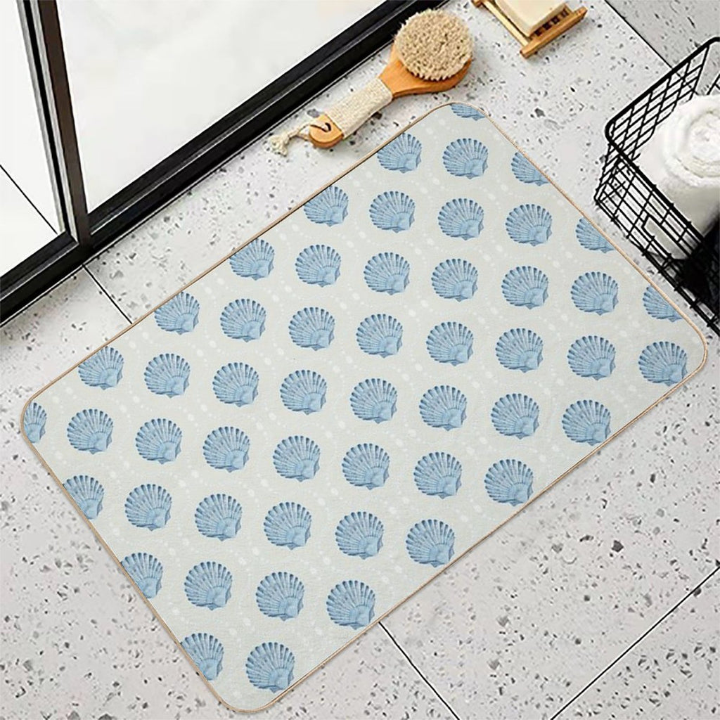 Scallops And Spots Neutral And Blue  Toxin-Free Bath Mat