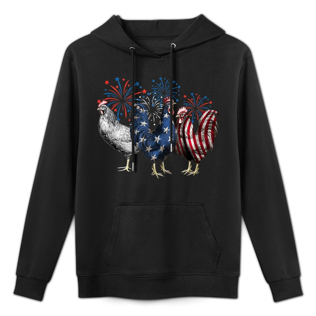 Patriotic Firework Red White Blue Chicken USA July 4th Adjustable Hood Hoodie
