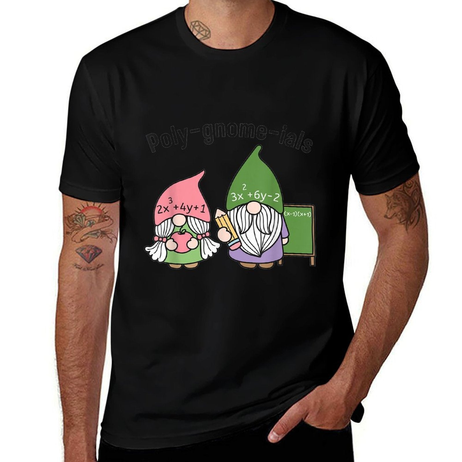 Funny Math Teacher Poly-gnome-ials Algebra Teacher Calculus  Tagless Design T-Shirt