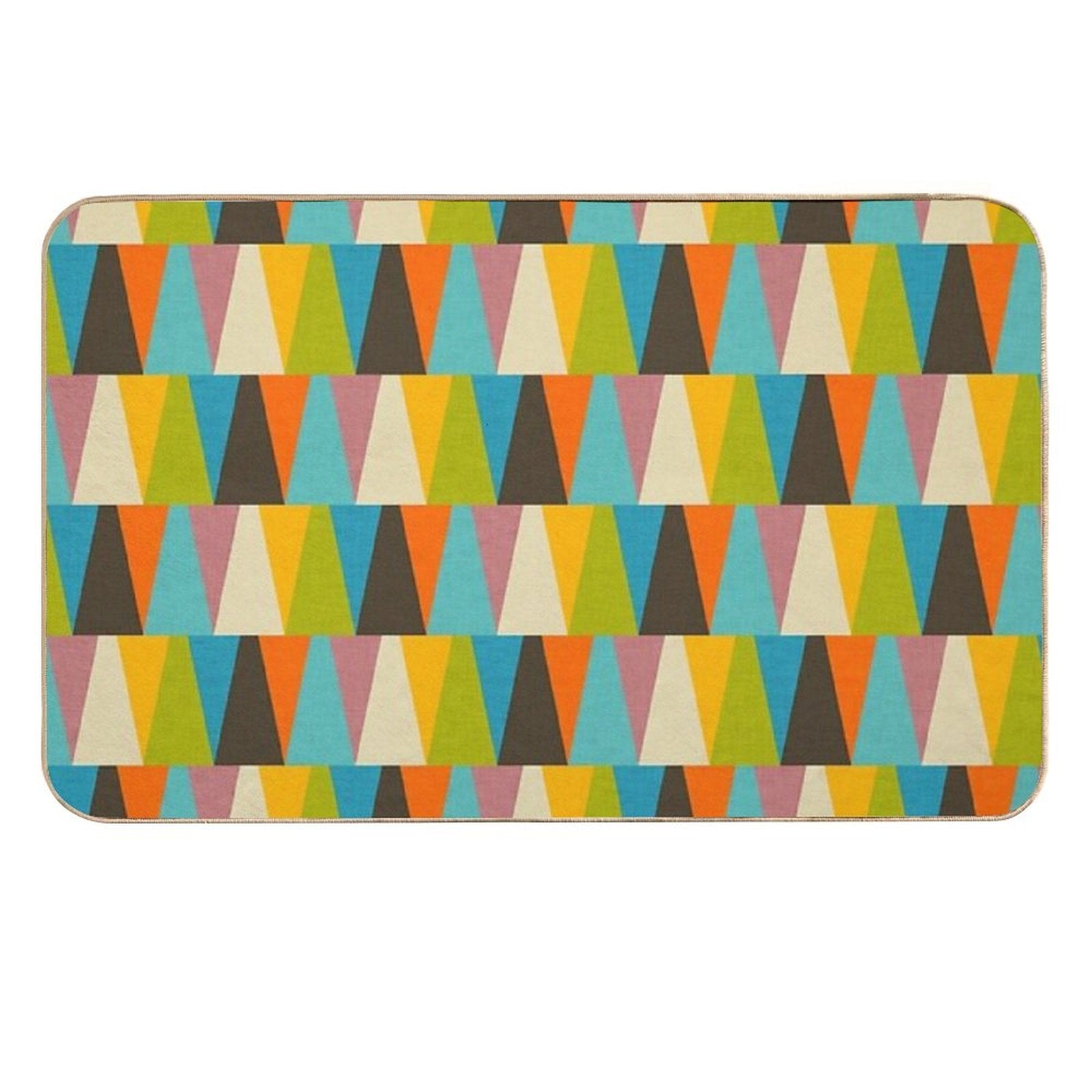 Retro Color Block Triangle Color Happy  High-Traffic Bath Mat