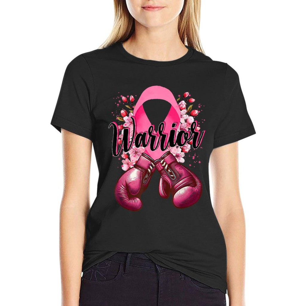Warrior Boxing Gloves Pink Ribbon Breast Cancer Awareness  Quick-drying T-Shirt