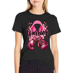 Warrior Boxing Gloves Pink Ribbon Breast Cancer Awareness  Quick-drying T-Shirt
