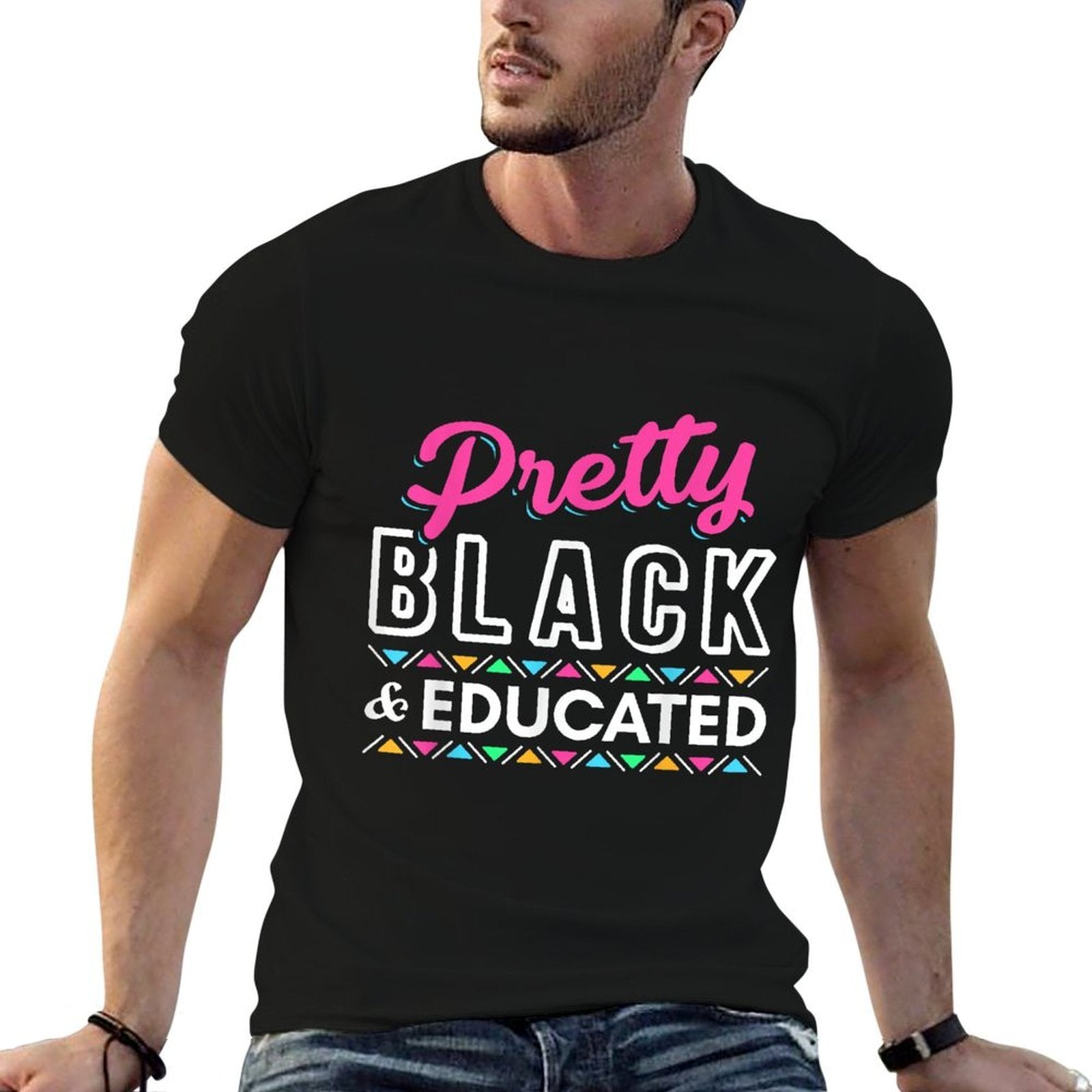Women Gift Pretty Black And Educated Black African American  Summer-ready Fabric T-Shirt