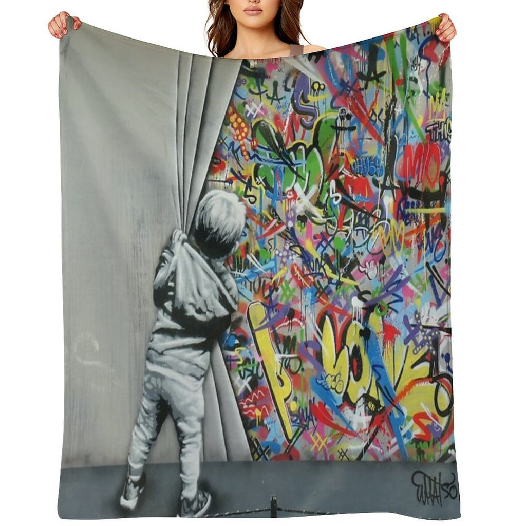 Behind The Curtain - Martin Whatson (Wynwood Walls Edition)  Miami Comfort Throw Blanket