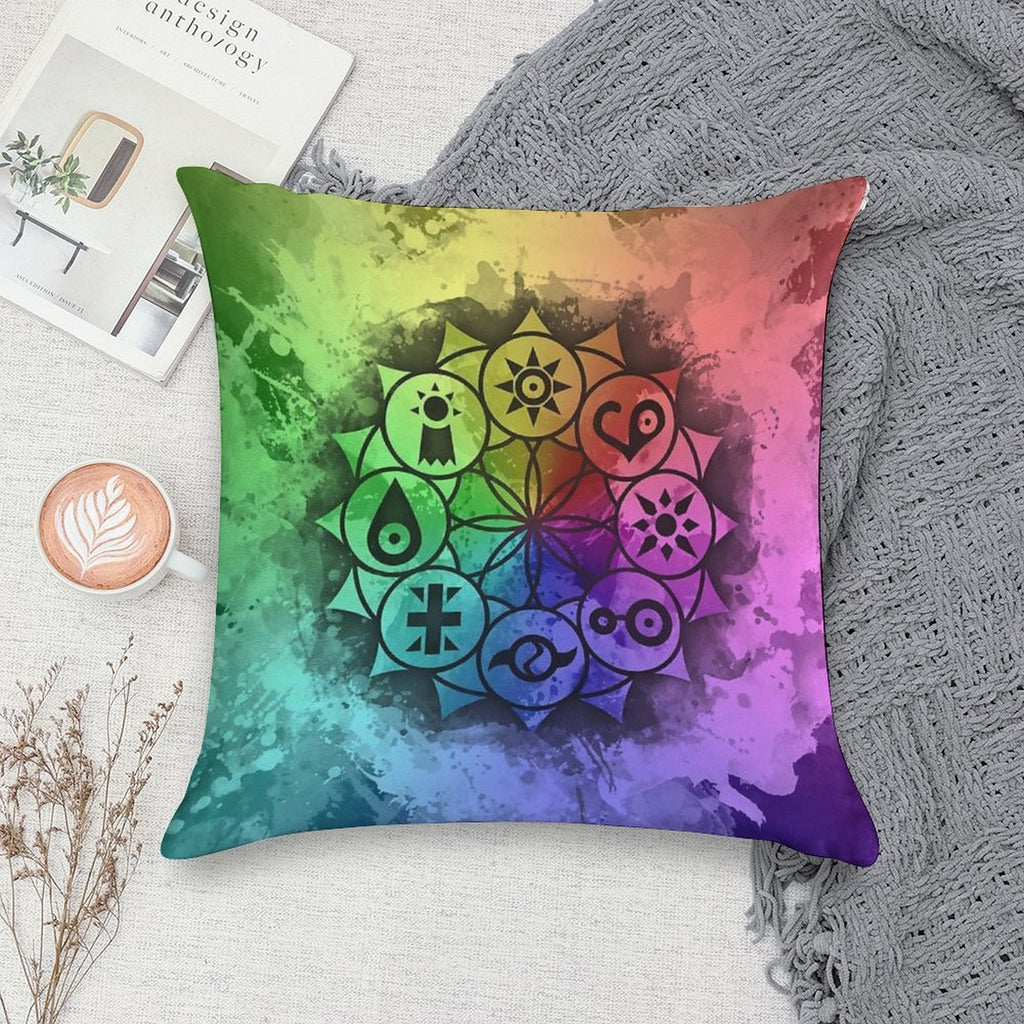 Digimon Mandala Paint Soft Decorative Cover Throw Pillow