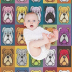 Bulldog Patchwork Vivid Canine Quilt Versatility Throw Blanket