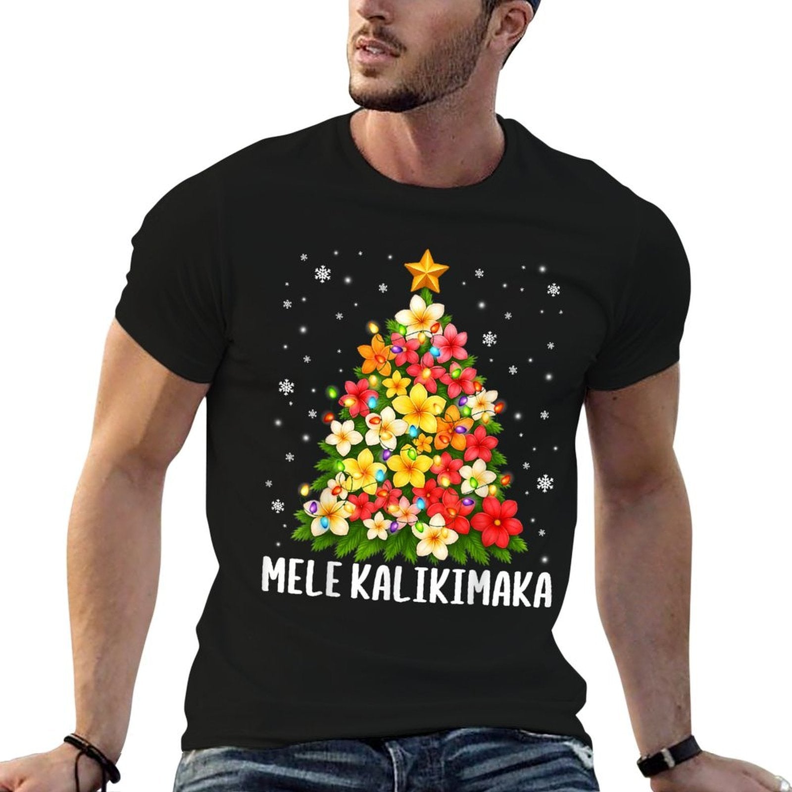 Mele Kalikimaka Christmas Tree Hawaiian Floral Pjs Xmas Wome  Odor-resistant T-Shirt
